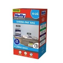 Hefty Shrink-Pak 6 Large Vacuum Compression Storage Bags, Closet Organizer, Adults and Tweens