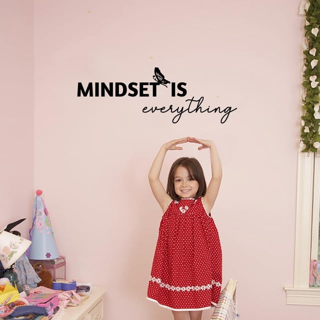 Pegatinas de pared inspiradoras negras "La mentalidad lo es todo", calcomanías de pared, calcomanía de pared con texto positivo y mariposa, calcomanía de vinilo para pared.
