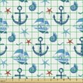 thumbnail image 2 of Marine Fabric by the Yard, Sea Travel Elements Anchor Starfish Sailboat Seashell Nautical Marine Lifestyle, Decorative Upholstery Fabric for Sofas and Home Accents, Sky Blue by Ambesonne, 2 of 5