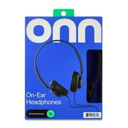 onn On-Ear Headphones Black Lightweight, Adjustable Headband, AUX Cord