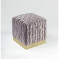 thumbnail image 3 of Nicole Miller Janice Velvet Ottoman Hand Woven Gold Stainless Steel Base Cube 1 PC, Lilac/Gold, 3 of 7