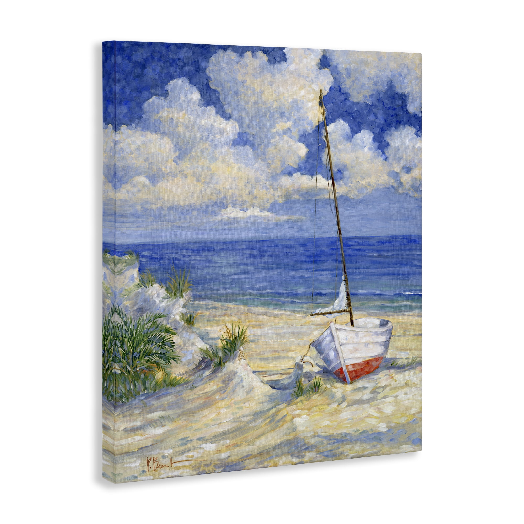 Stupell Industries Costa Del Sol View Transportation Painting Gallery Wrapped Canvas Art Print Wall Art, 24 x 30
