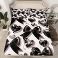 thumbnail image 2 of Castle Fairy Black Ribbon Bow Twin Sheet Sets 3pcs for Boys Girls,Kawaii Love Heart Print Twin Fitted Sheet Microfiber,Dreamy Princess Breathable Flat Sheet,Lightweight Room Decor, 2 of 7