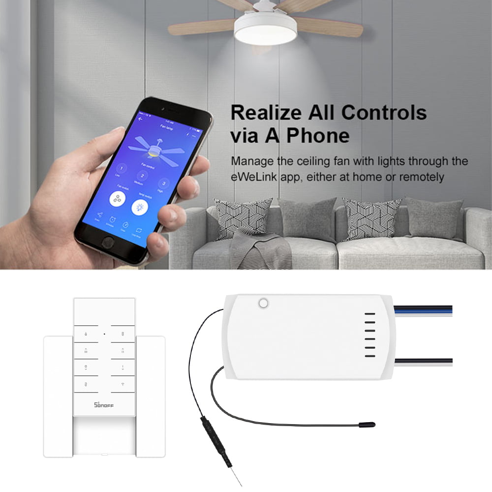 SONOFF iFan03 WIFI Smart Home Ceiling Fan Switch Light Remote Control Wireless 