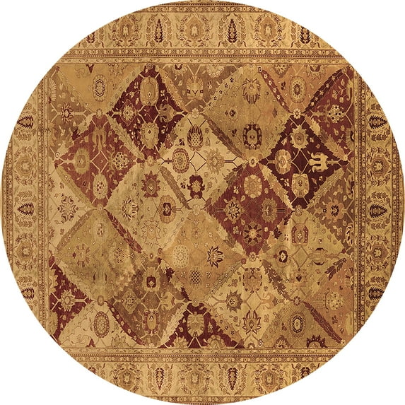Ahgly Company Indoor Round Oriental Brown Industrial Area Rugs, 8' Round