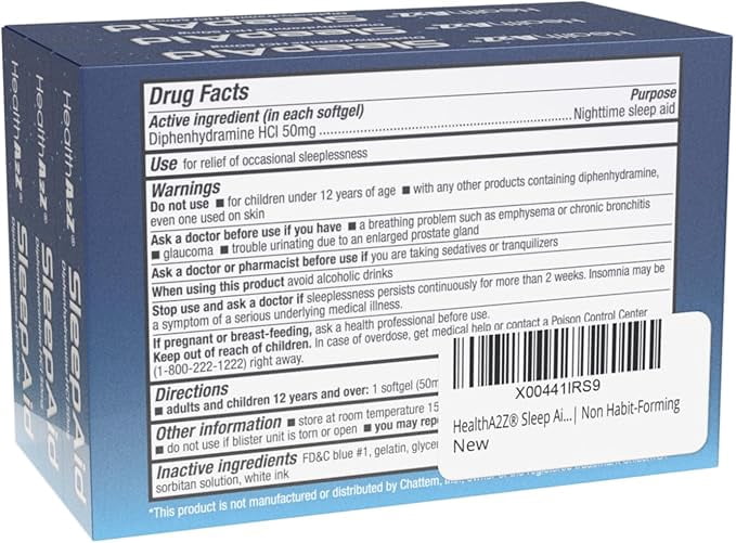 HealthA2Z® Sleep Aid | Diphenhydramine HCl 50mg | Nighttime Sleep Softgels | 10 Counts (Pack of 24) | 240 Softgels Total | Value Pack