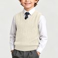 thumbnail image 2 of Qingpeng Boys Girls V Neck Pullover Vest Sleeveless School Top with Cable Texture Design, 2 of 8