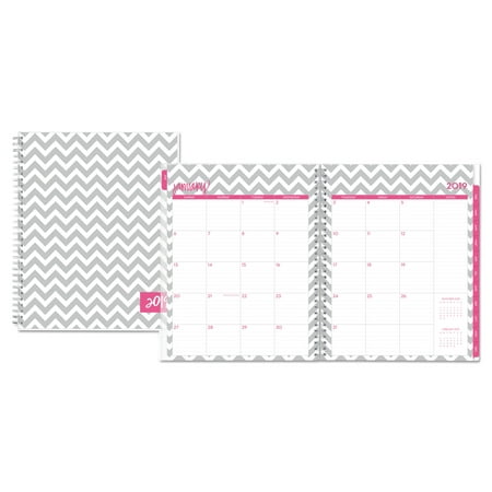 Blue Sky Dabney Lee Ollie Weekly/Monthly Wirebound Planner, 8 1/2 x 11, Gray/White, 2019