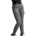 thumbnail image 3 of CFLVAEK Slim Cargo Pants Women Comfy Low Waist Fitted Pants with Pockets Casual Cinch Bottom Leggings Solid Color Casual Fall Pant Gray S, 3 of 6
