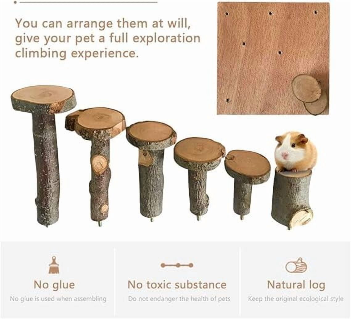 SS Organic Hamster Climbing Wooden Stand Platform, Pet Cage Playground Natural Wood Bridge ramp Toys for Dwarf Hamsters, Syrians Hamster, Gerbil, Mouse, Rat