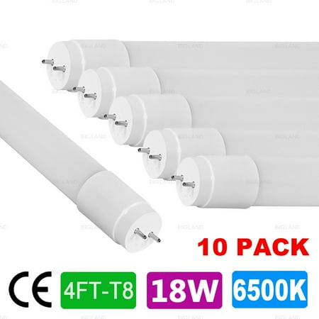 

3ox 10 Pack 18W T8 LED Tube Light Fixture 4ft Fluorescent Bulb Cool White 6500K