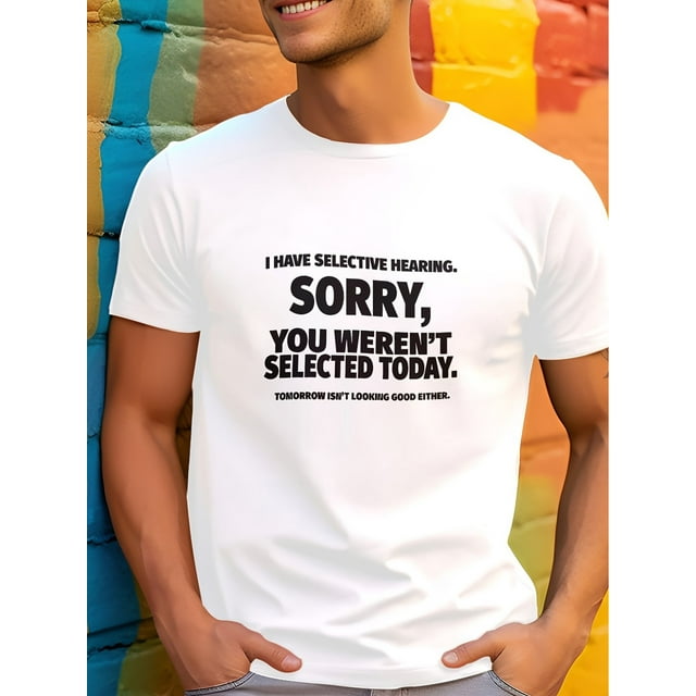 Men's Front Printed Short Sleeve T-Shirt Top - Casual Sport Style - Comfortable & Breathable for Summer, Spring & Fall