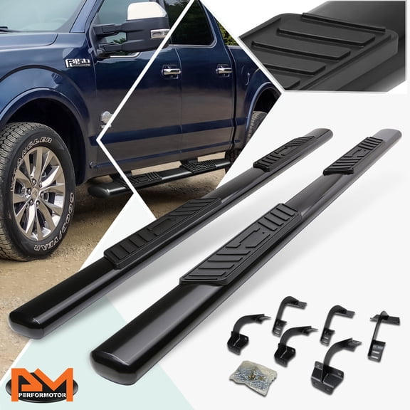 PM PERFORMOTOR for 15-20 Ford F150/Super Duty Crew Oval 5" Step Nerf Bar Running Board Black