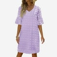 thumbnail image 2 of Kureaily Hot Women's Summer Short Sleeve V Neck Mini Dress Chiffon Polka Dot Flowy Short Dress, 2 of 5