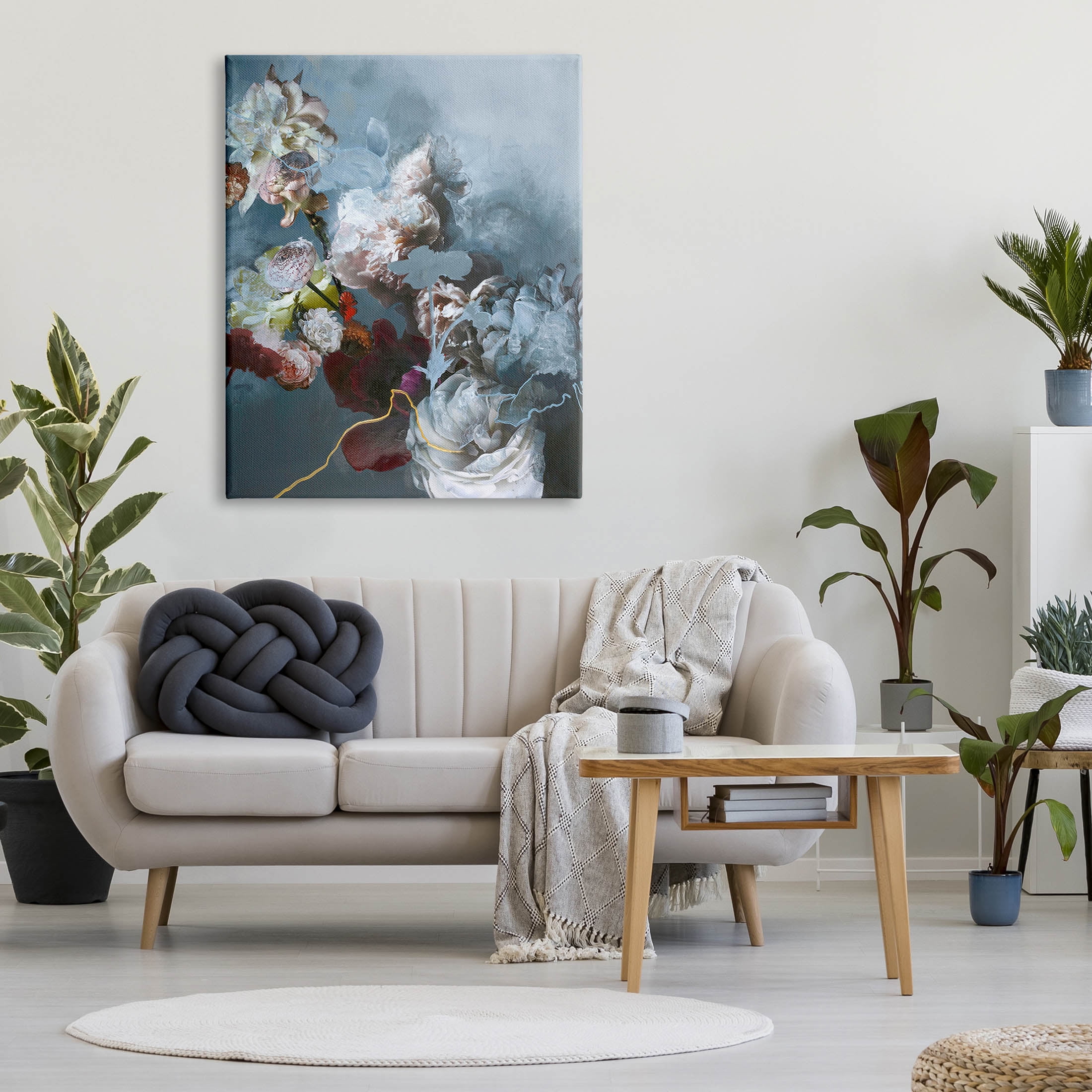 Blooming Contemporary Florals Abstract Graphic Art Gallery Wrapped Canvas Print Wall Art