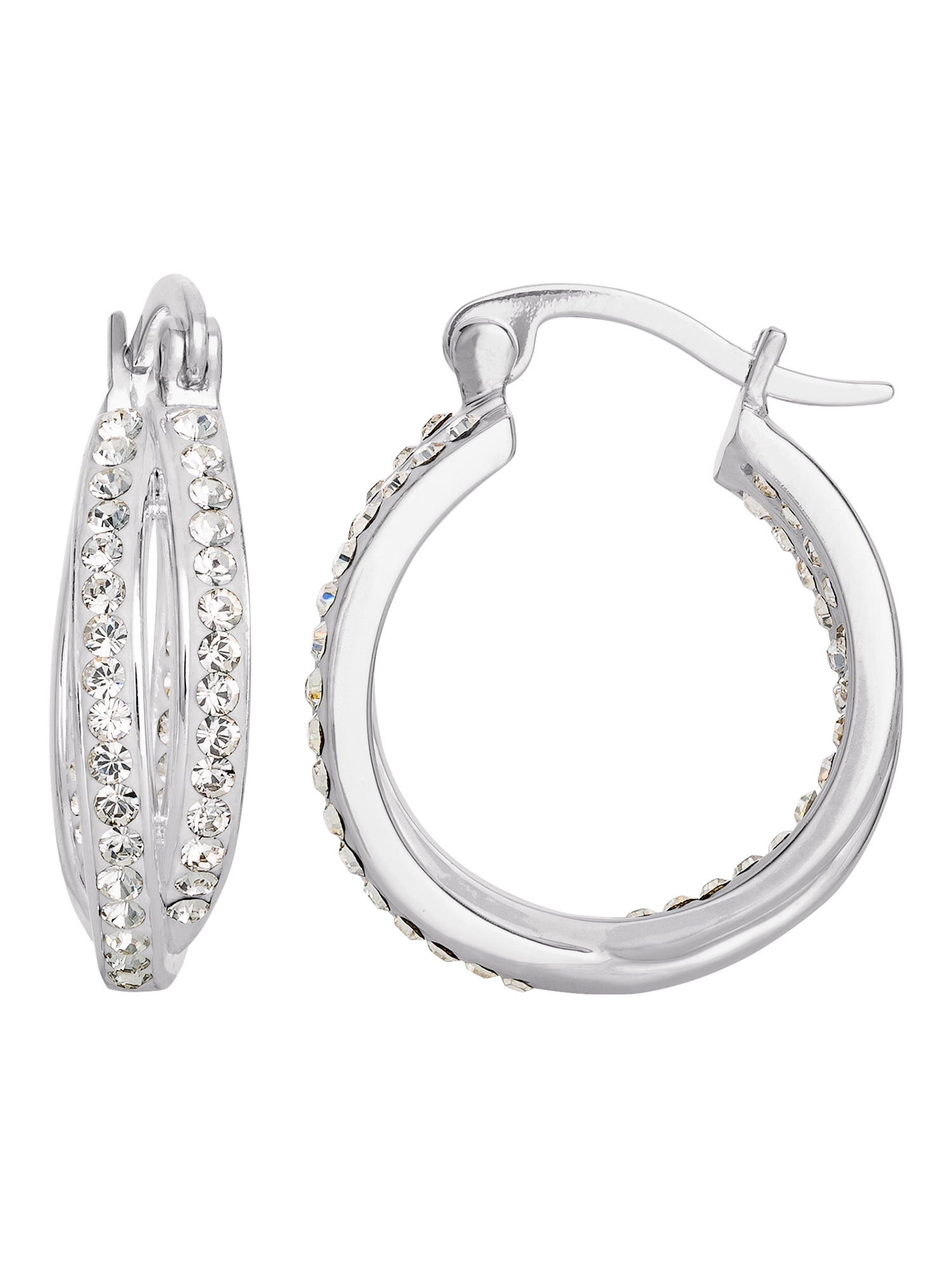 Brilliance Fine Women's Sterling Silver Clear Crystal Twist Hoops