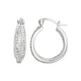thumbnail image 2 of Brilliance Fine Women's Sterling Silver Clear Crystal Twist Hoops, 2 of 3