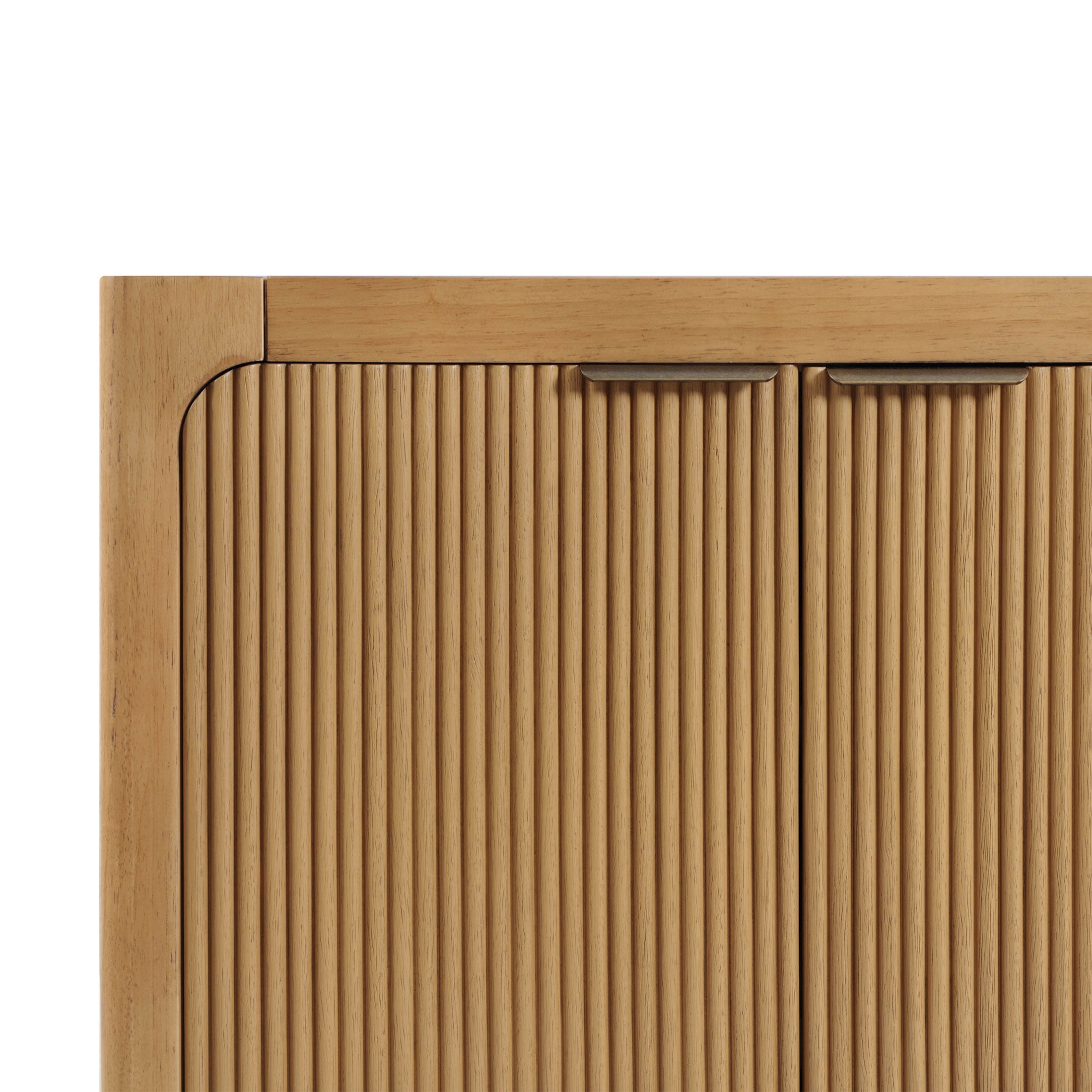 My Texas House Linden Fluted Buffet Cabinet Sideboard with Adjustable Shelves, Warm Brown