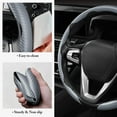 thumbnail image 5 of 3-Piece Non-Slip Carbon Fiber Steering Wheel Cover, Universal 15-Inch Snap-On Grip, Matte Black Car Interior Accessories, 5 of 14