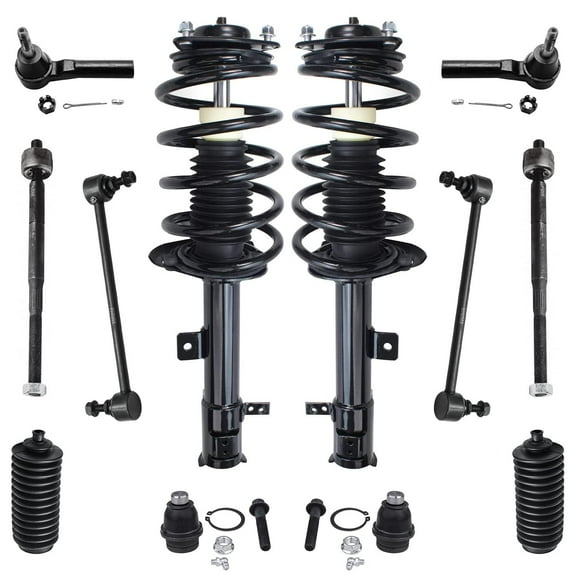 Detroit Axle - Front Struts Lower Ball Joints Tie Rods Sway Bar Links Replacement for 2007-2012 Dodge Caliber - 12pc Set