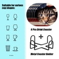 thumbnail image 2 of Drink Coasters Set Of 6 With Holder Brown Tabby Cat'S Head Is Sticking Out Of The Crack In American Flag Water Absorbent Ceramic Coasters Tabletop Protection,Suitable For Various Cup,Home Decor, 2 of 4