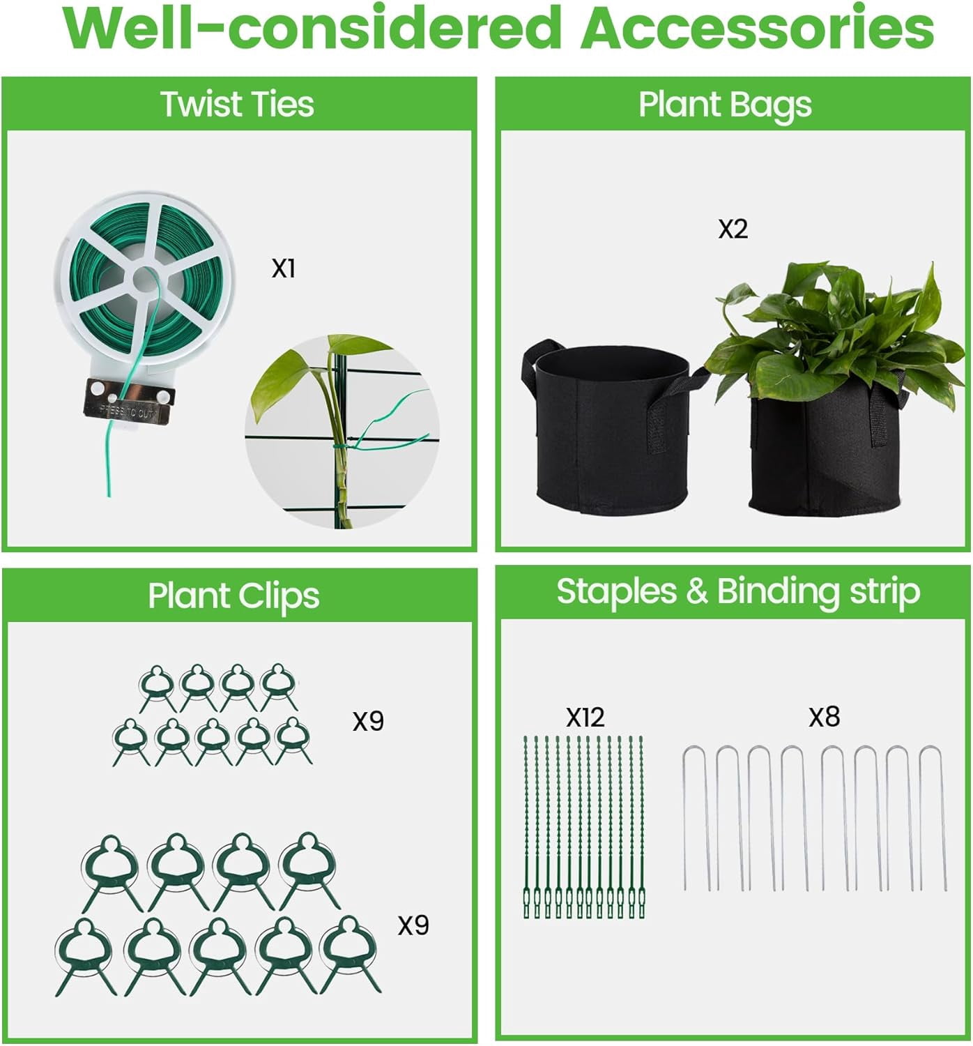 Foldable Cucumber Trellis - 2 Pack, A-Frame Garden Trellis 46" L x 18" W, Steel Climbing Plants Support Raised Bed Trellis with Twist Ties & Plant Bags for Climbing Plants Outdoor
