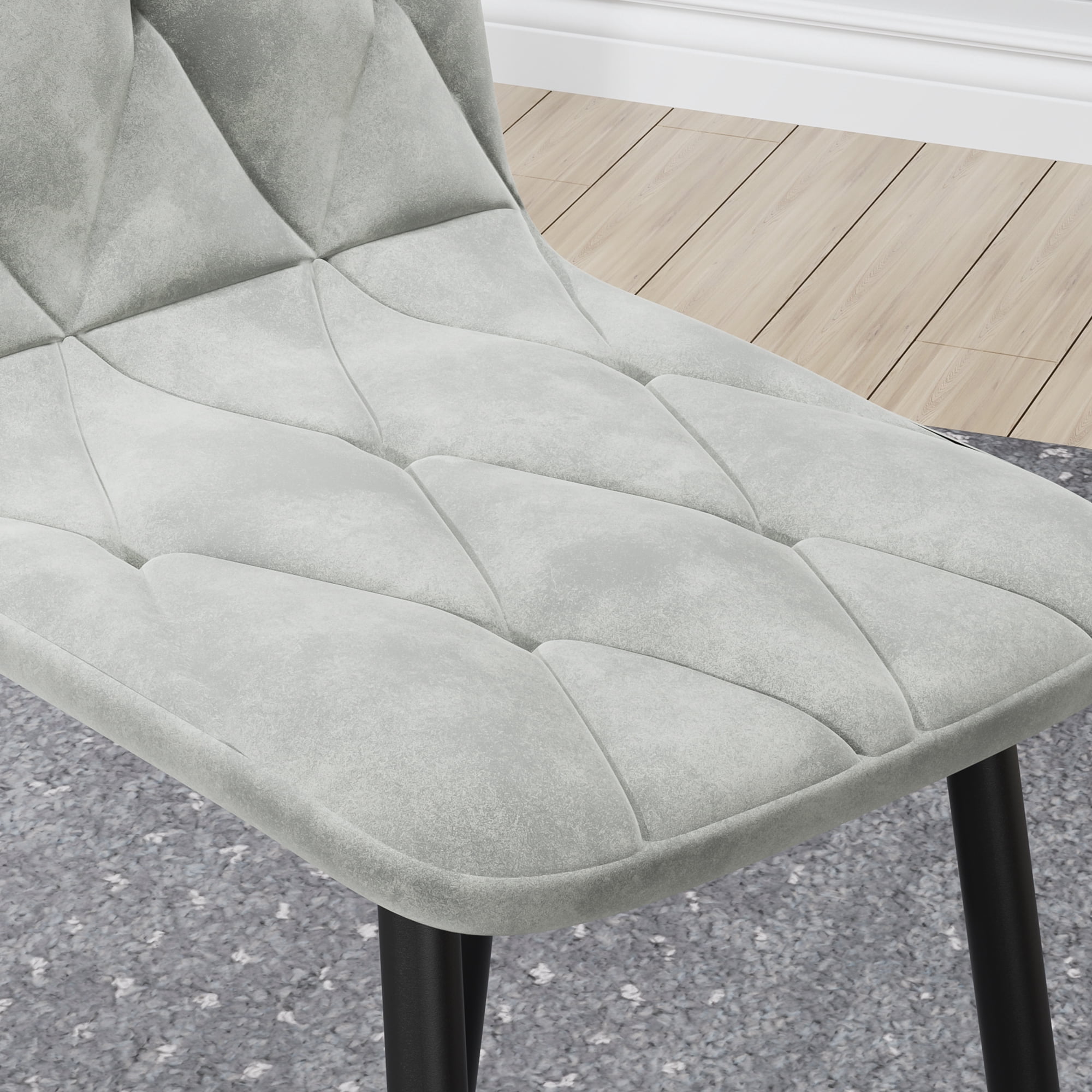 Dining Chairs Set of 4,Kitchen & Dining Room Upholstered Chairs with Metal Legs,Gray+Velvet