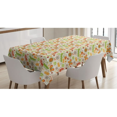 

Spring Tablecloth Jolly Smiling Cartoon Caterpillar and Ants Concept with Spring Flowers and Leaves Rectangular Table Cover for Dining Room Kitchen 60 X 84 Inches Multicolor by Ambesonne