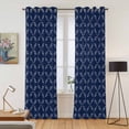 thumbnail image 2 of Navy Blue Kitchen Curtains 96 Inch Length, Geometric Leaf Diamond Plaid Abstract Check Grommet Top Bedroom Living Room Curtains, Light Filtering Cafe Curtain Drapes 2 Panels Set 104''x96'', 2 of 9