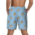 thumbnail image 3 of Kdxio Cute Cartoon Corgi Print Men's Swim Trunks with Compression Liner 7 Inch Inseam Quick Dry Swim Shorts, 3 of 7