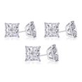 thumbnail image 2 of Paris Jewelry 18k White Gold 6mm 2Ct Princess Cut White Sapphire Set Of Three Stud Earrings Plated, 2 of 2