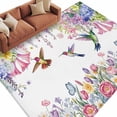 thumbnail image 2 of 5'x8' Area Rugs, Watercolor Flowers Indoor Outdoor Area Rug for Living Room Bedroom, Spring Hummingbird Butterflly Floral Washable Bathroom Rugs Kitchen Floor Carpet Mats Home Decor Aesthetic, 2 of 8