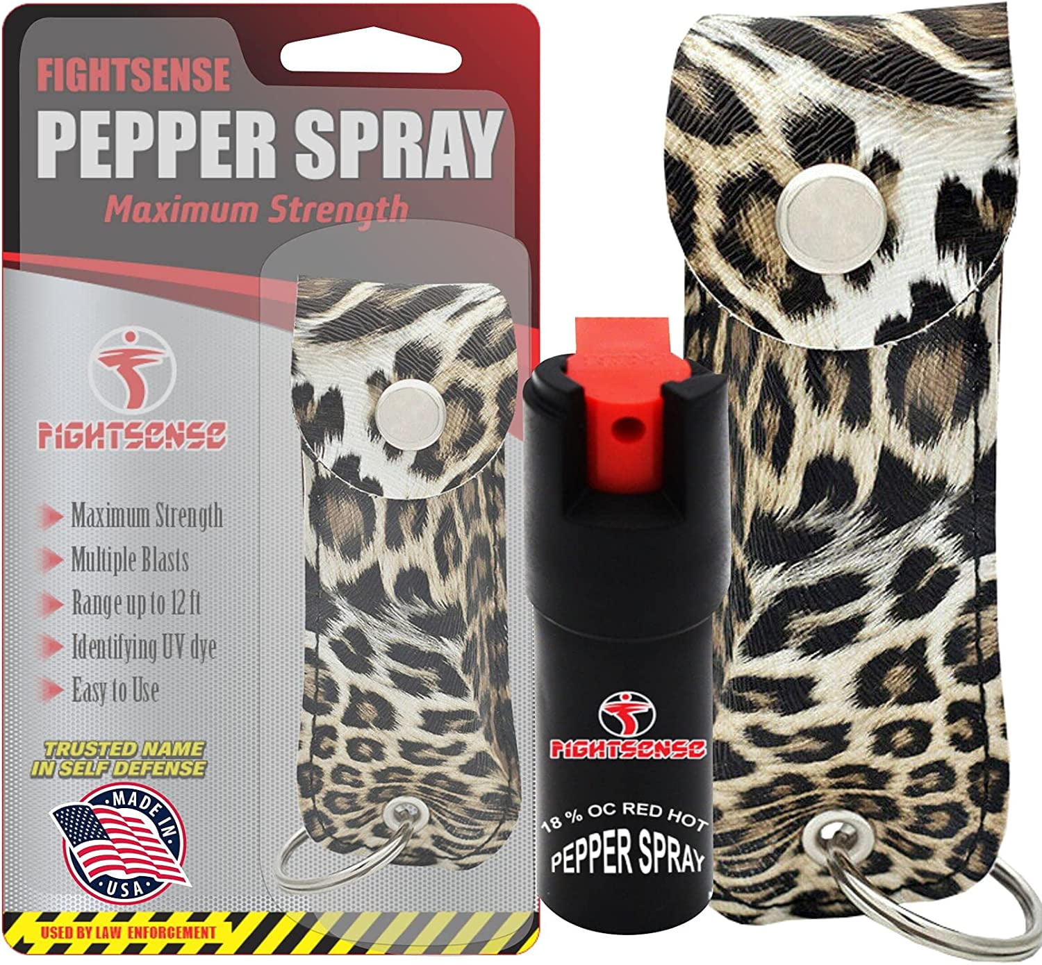 FIGHTSENSE Self Defense Pepper Spray 1/2 oz Compact Size Maximum Strength Police Grade Formula