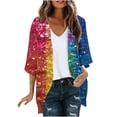 thumbnail image 2 of Cardigans for Women,Chiffon Summer Kimono Cardigan 3/4 Sleeve Open Front Beach Kimono Hawaiian Floral Printed Lightweight Casual Beach Cover Up Plus Size Multicolor M, 2 of 5