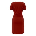 thumbnail image 6 of JTieacloth Dresses for Women Women's Short Sleeved Pleated Knee Length Tight Fitting T Shirt Dress,Red, 6 of 6