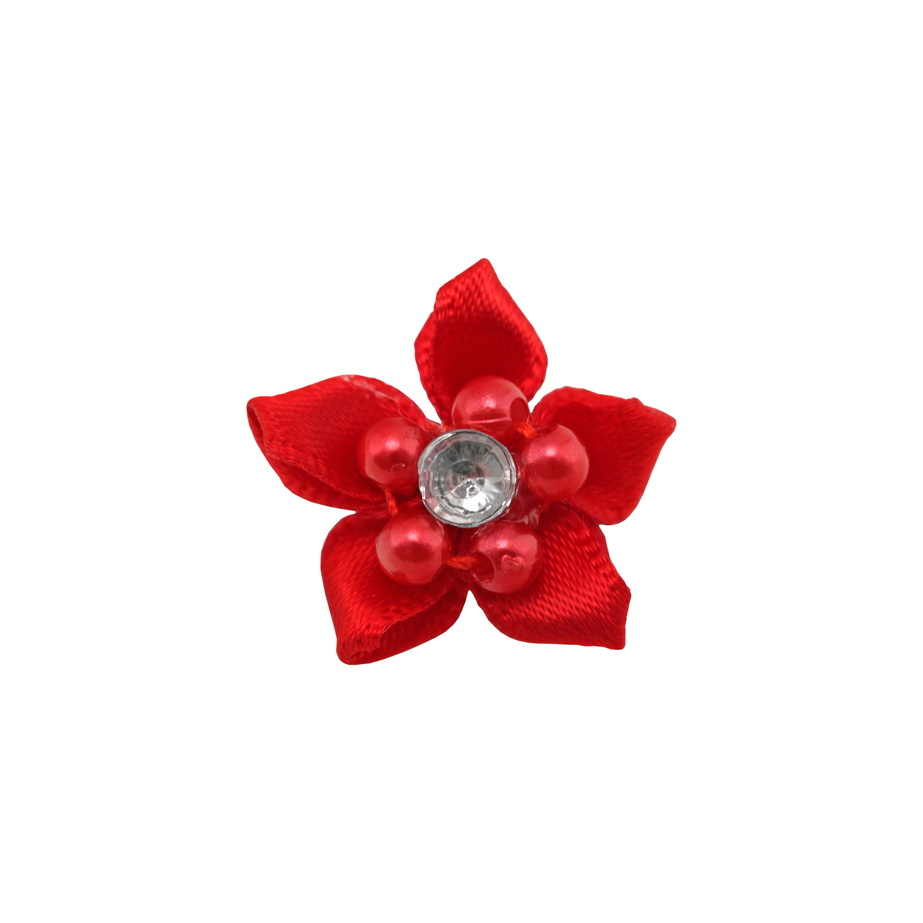 Offray Accessories, Red 3/4 inch 5 Petal Gem Flower Accessory for Wedding, Hair Clips, and Scrapbooking, 6 count, 1 Package