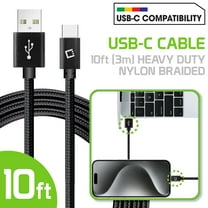 Cellet 10 ft USB-C Heavy Duty Braid Cable USB-A to USB-C Compatible with Apple iPhone 16, 15 Series & Samsung Galaxy S24, Z Fold & Flip