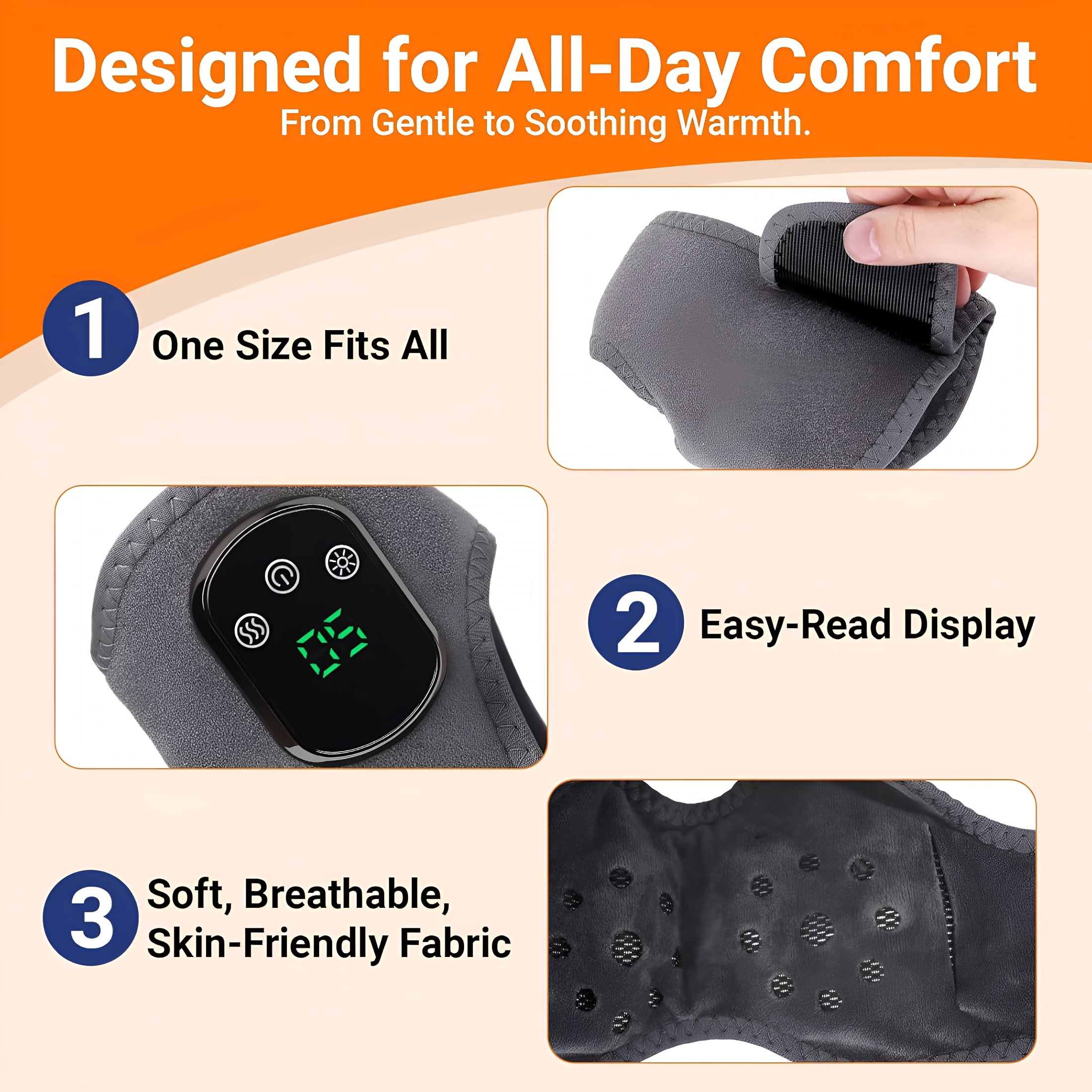 XIRQI Triple Method Massager-Cordless Heated Foot Massager with 5 Heat&3 Vibration for Pain Relief&Relaxation,Portable for Home,Office,Travel