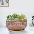thumbnail image 5 of Pot 20cm Round Terracotta Flower Pot With Drainage Hole And Bamboo Tray, For Indoor Plants, 5 of 5