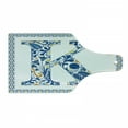 thumbnail image 1 of Letter K Cutting Board, Abstract Leaves and Blooms and Capital Initial K Ornate Alphabet, Decorative Tempered Glass Cutting and Serving Board, Wine Bottle Shape, Blue Yellow Orange, by Ambesonne, 1 of 1
