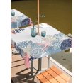 thumbnail image 2 of Outdoor Tablecloth with Umbrella Hole for Patio/Picnic/Party/Camping, Coastal Starfish Waterproof Table Cloth Square Cover Washable, Ocean Weeping Coral Beach Conch (60"x 60"), 2 of 9