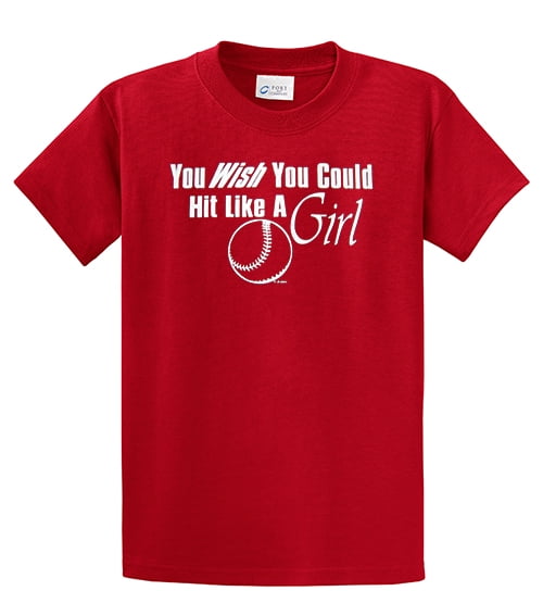 Softball Short Sleeve T-shirt Wish You Could Hit Like A Girl Funny Girls Fast - Picture 75 of 90