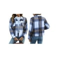 thumbnail image 5 of Anygrew Womens Shacket Plaid Shirts Flannel Shacket Jacket Long Sleeve Button Down Shirt Trendy Fall Outfits for Women Coats, 5 of 6