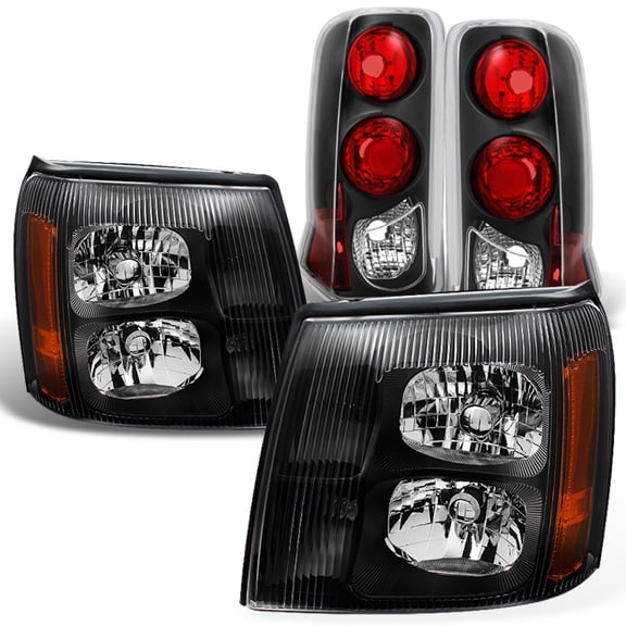 AKKON - For 2003 2004 2005 2006 Cadillac Escalade Left   Right Side HID Xenon Headlights Lamps   Tail Lights Set