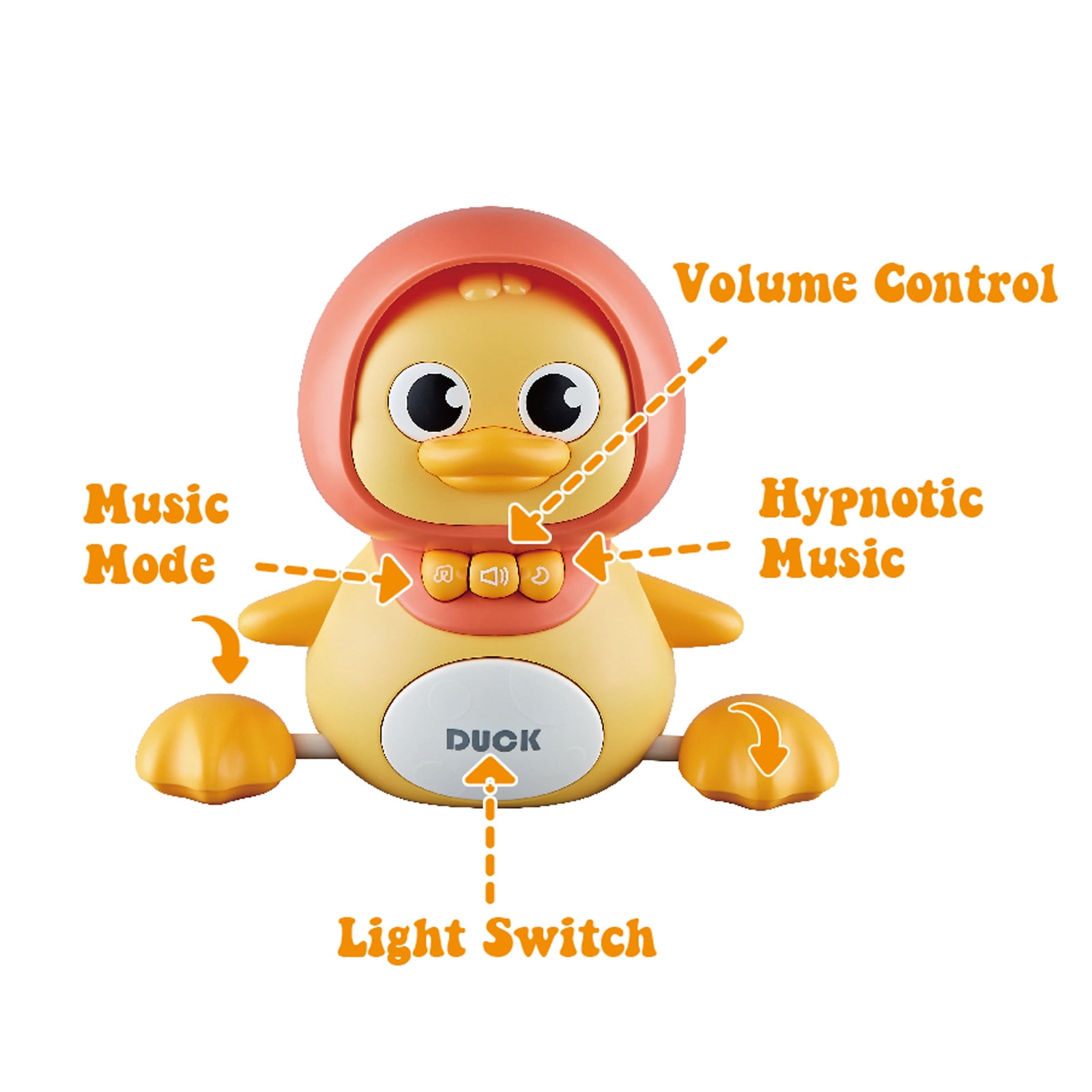 Baby Crawling Toys, Musical Ducks Toddler Toys, Early Education Kids Toys for Boys Girls Swing/Walking/Lights/Dancing Infant Tummy Time Toys Christmas Birthday Gifts (with 2 PCS Baby Duck)