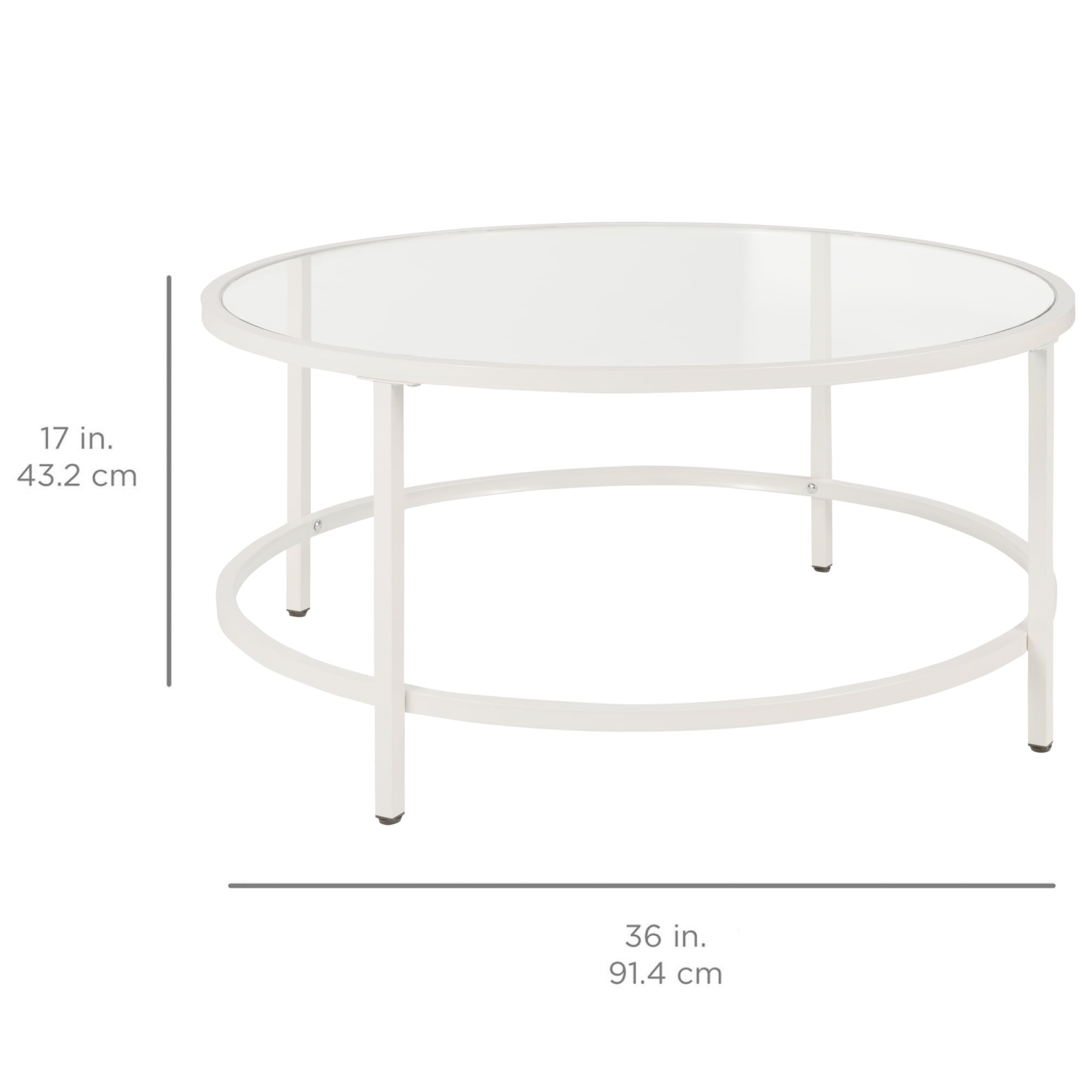 Best Choice Products 36in Round Tempered Glass Coffee Table for Home, Living Room, Dining Room - White