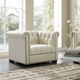 thumbnail image 2 of Modern Contemporary Urban Design Living Room Lounge Club Lobby Armchair Accent Chair, Velvet Fabric, Ivory White, 2 of 5