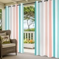 thumbnail image 3 of Aqua Teal Stripe Outdoor Curtains for Patio Waterproof,Windproof Privacy Curtains with Weighted Bottom,Geometric Grey White Vertical Striped Outside Drapes for Picnic Garage Yard 54"x95" 1 Panel, 3 of 8