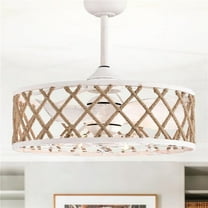 Shaunda 25 in. 6-Light Indoor Weathered White and Beige Rattan Finish Ceiling Fan with Light Kit