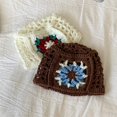 thumbnail image 4 of LinYooLi Bonnets Tricotés Floraux pour Femmes Bonnet Crocheté Fait Main Bonnet de Voyage Extérieur, 4 of 6
